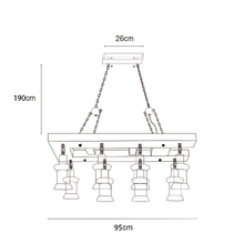 Allen Rectangle Pine Wood 8 Light Pendant